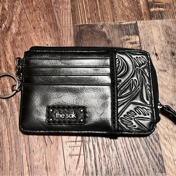 The Sak Black Embossed Leather Card Wallet - Picture 1 of 2